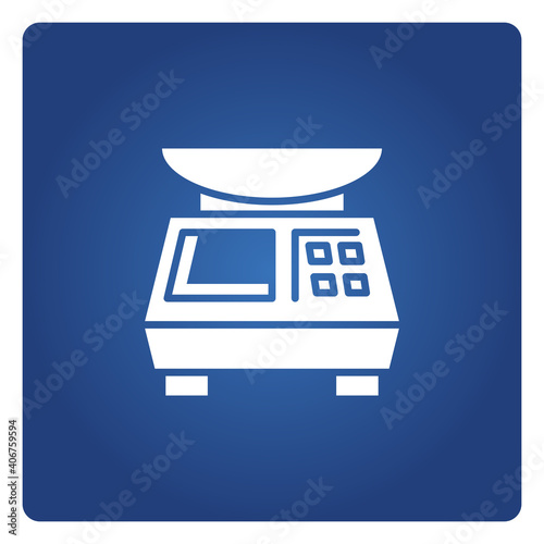 digital weight scale icon on blue background vector 