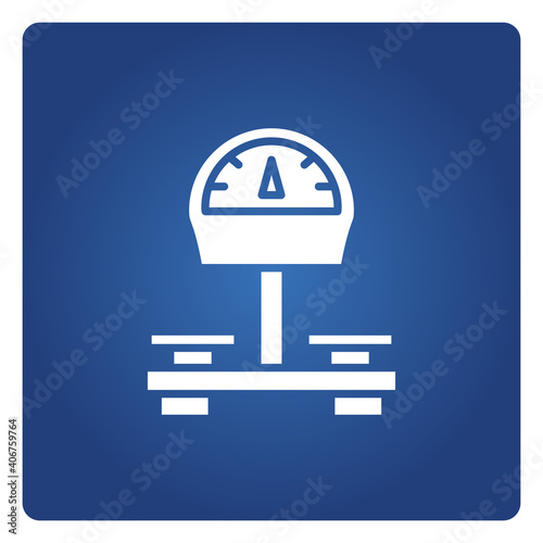 digital weight scale icon on blue background vector 