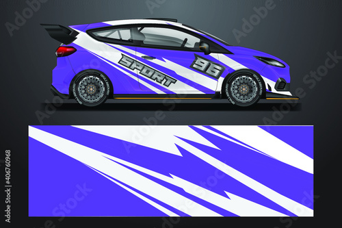 Car Decal Wrap Design Vector. Graphic abstract stripe racing background kit design © Alleuy