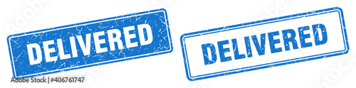 delivered stamp set. delivered square grunge sign