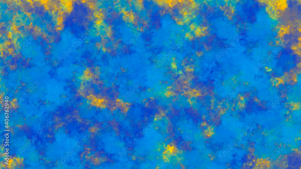 Blue background with orange counter parts in the shape of clouds