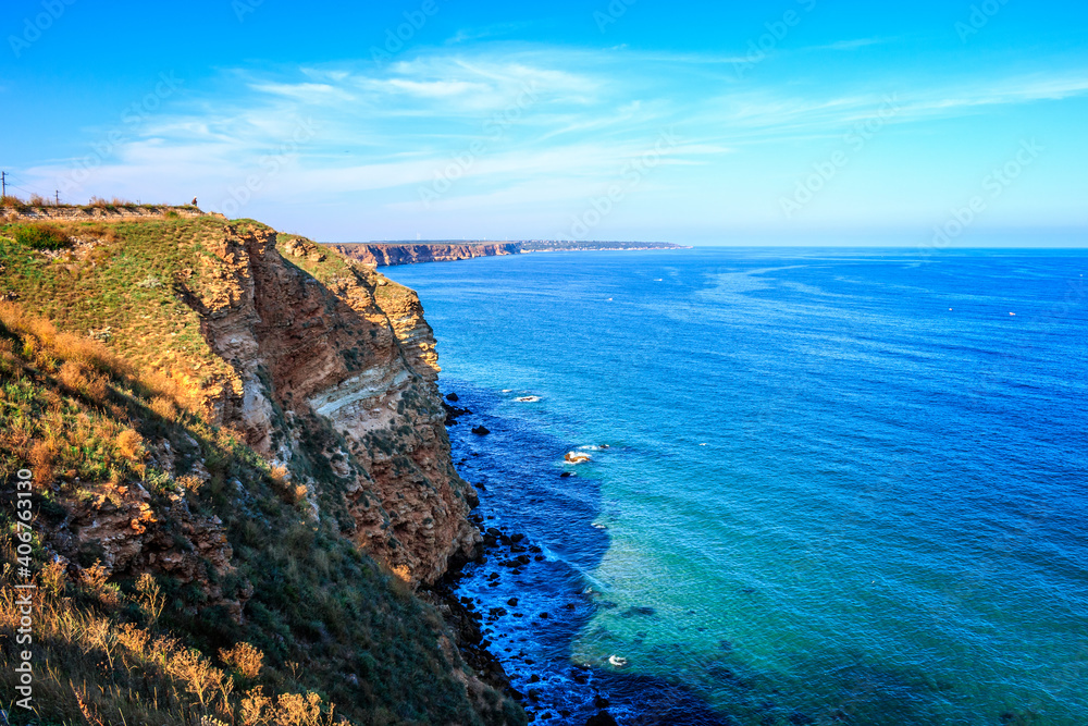 cliffs over the Black sea Bulgaria near cape Kaliakra cliffs over the Black sea Bulgaria near cape Kaliakra