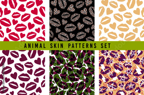 set of animal print lips