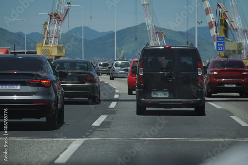 Car traffic on the Rio Niterói bridge photo