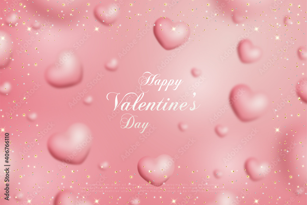 Valentine's day background with pink love balloon patterned background illustration.