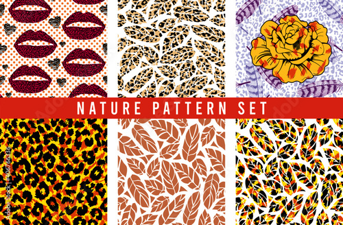 set of animal print lips