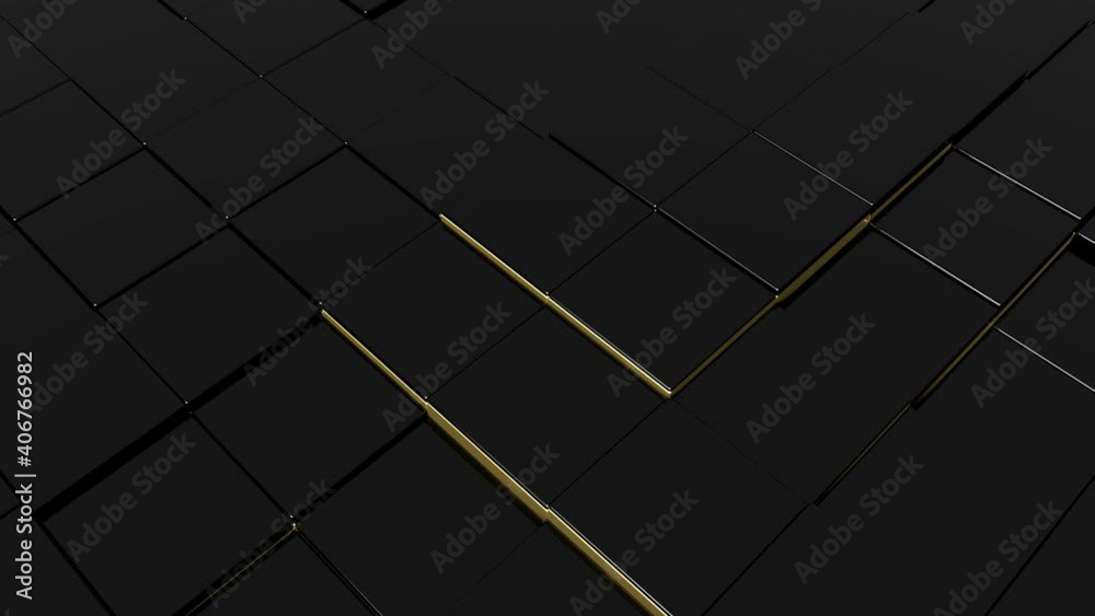 Abstract black cubes motion loop  background. Concept data technology. 