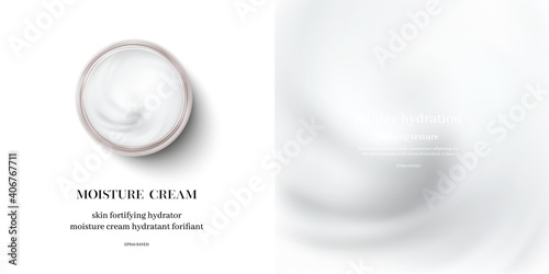 moisturizing cream or swirl cosmetic cream, top view vector.