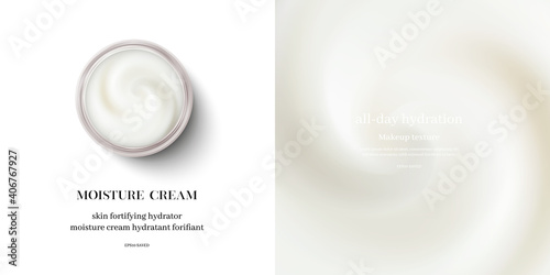 moisturizing cream or swirl cosmetic cream, top view vector. photo