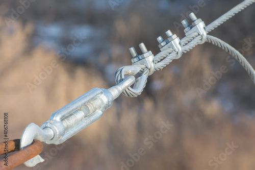 Foto Connections of suspension structures of bridges