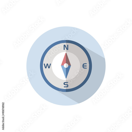 Compass north direction. Flat icon on a circle. Weather vector illustration
