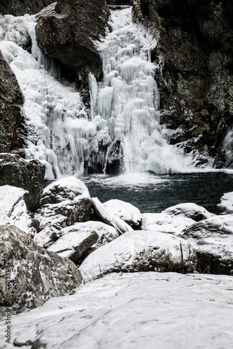 cold winter landscape at Bish Bash Falls, New York and Massachusetts border
