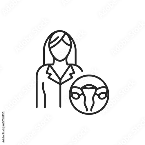 Gynecologist color line icon. Subject matter expert.