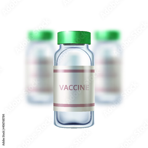 Realistic ambula or bottle with vaccine or medicine