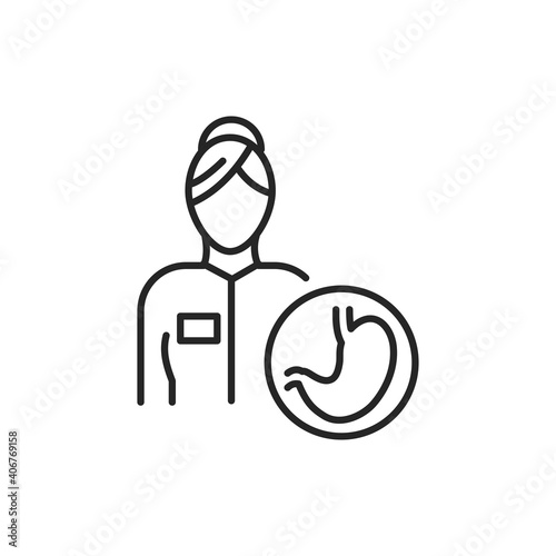 Gastroenterologist color line icon. Subject matter expert.