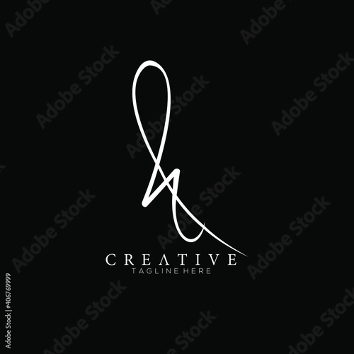 Elegant Letter H White Handwriting Signature Logo Design Template photo