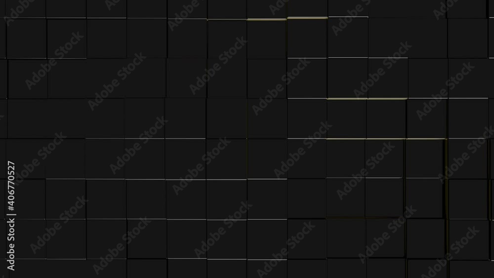 Abstract black cubes motion loop  background. Concept data technology. 