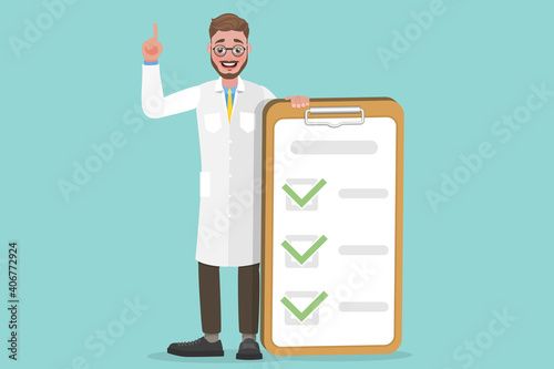 3D Isometric Flat Vector Conceptual Illustration of Doctor's Advice, Handsome Bearded Doctor is Giving Some Recommendations, Medical Consultation.
