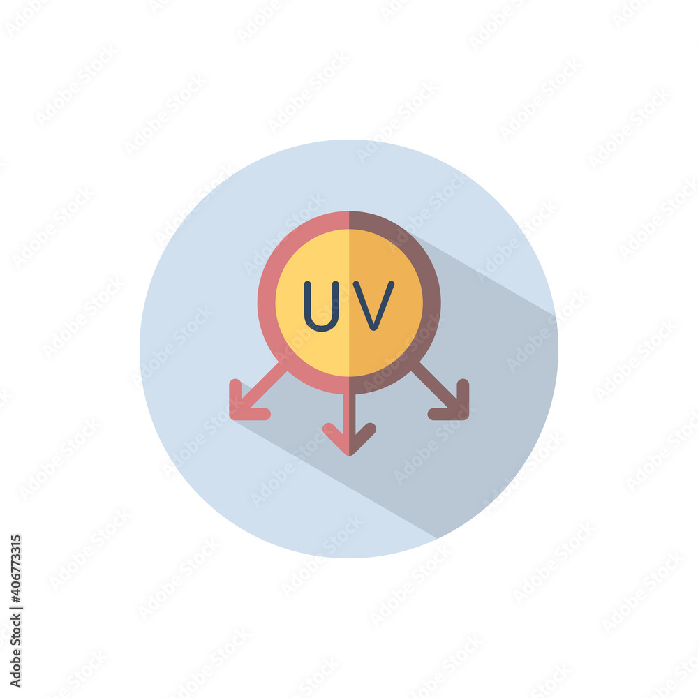 Ultraviolet rays sun. Flat color on a circle. Weather vector illustration Ultraviolet rays sun. Flat color on a circle. Weather vector illustration