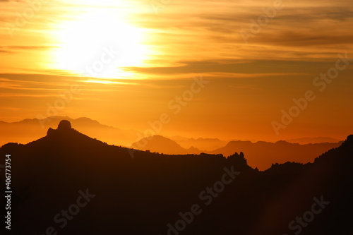 Golden sunset over Tucson Arizona from Mount Lemmon