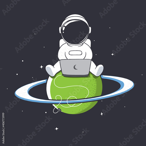 astronaut with laptop