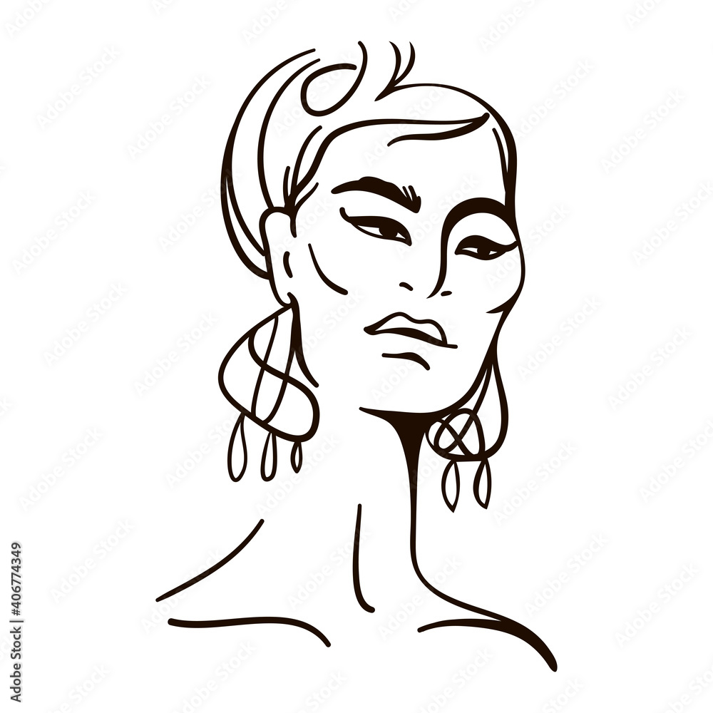 Fashion portrait of asian girl model. Vector illustration on white background. Fashion portrait of asian girl model. Vector illustration on white background.