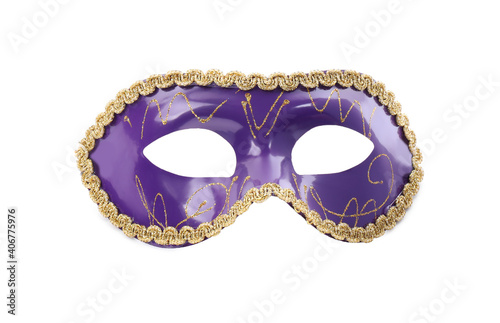 Beautiful purple carnival mask isolated on white