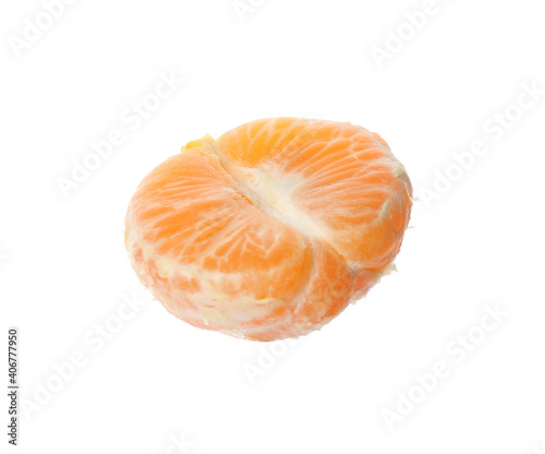 Halved fresh tangerine isolated on white. Citrus fruit