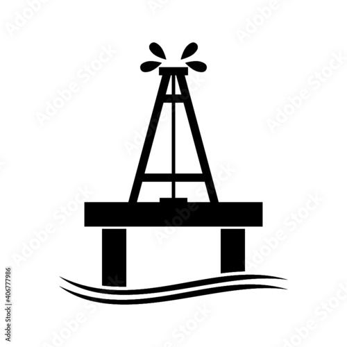 Oil sea drilling rig icon isolated on white background