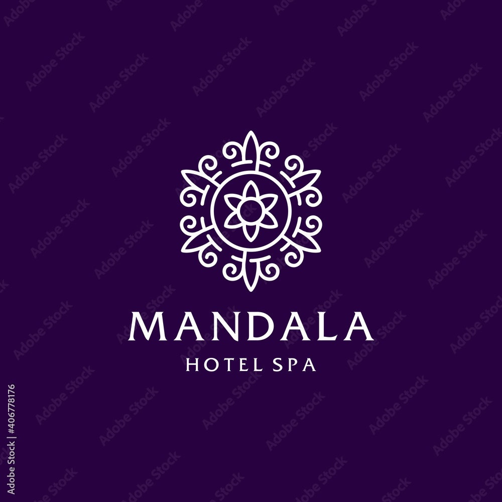 mandala flower design, swirl logo icon sign vector design. Elegant premium ornament symbol line lineat art style