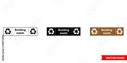 Building landscape waste recycling sign icon of 3 types color, black and white, outline. Isolated vector sign symbol.