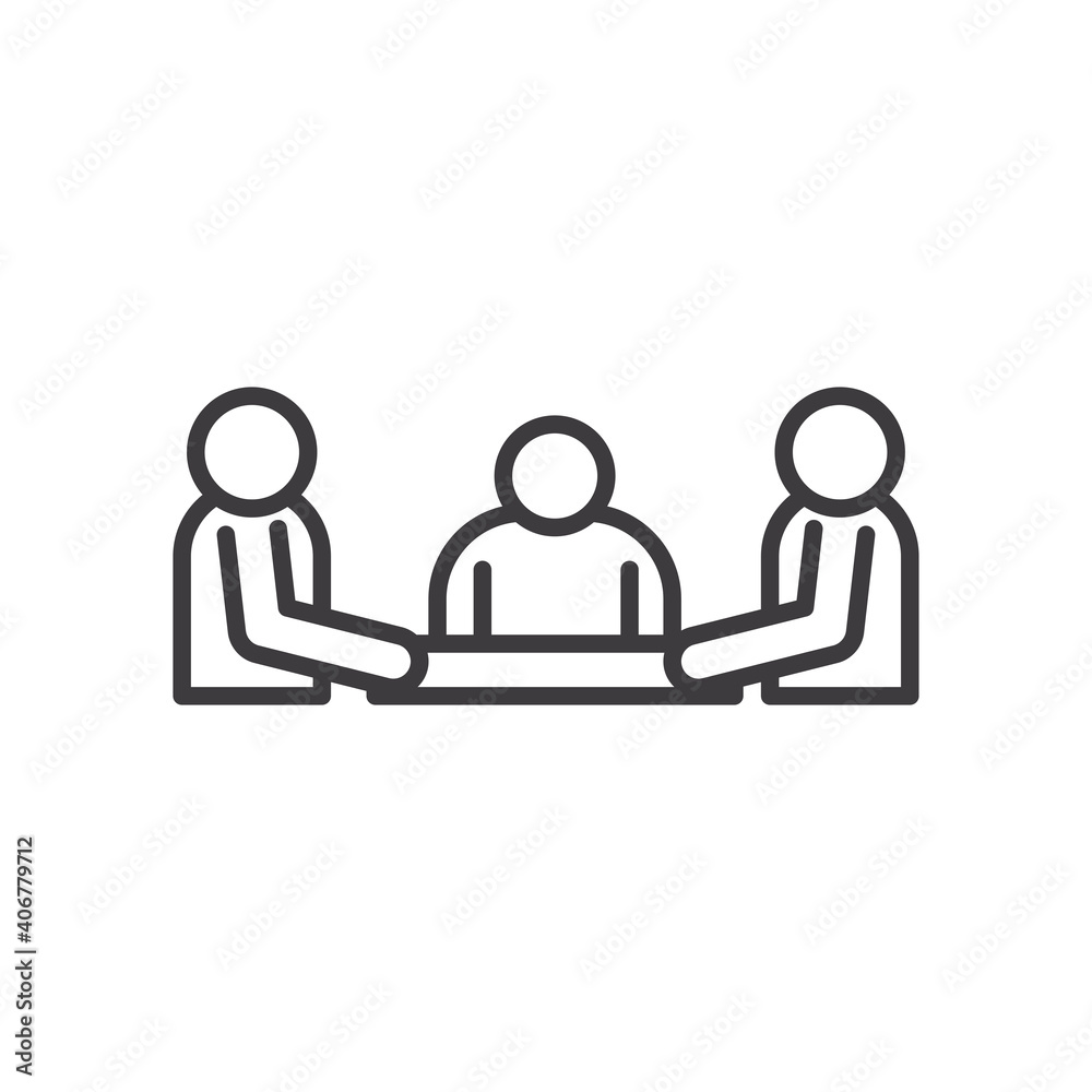 Businesspeople avatars sitting on table vector design Businesspeople avatars sitting on table vector design
