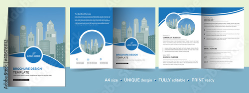 Corporate Bi-fold brochure template, catalog, booklet template and fully editable.	