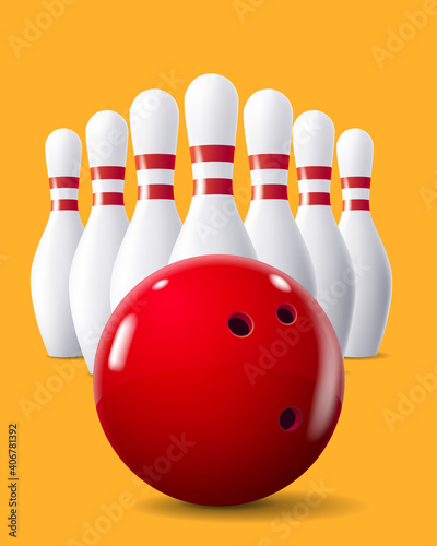 Realistic bowling balls and pins
