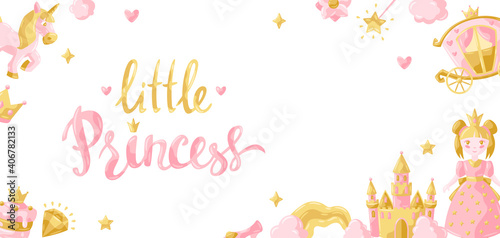 Princess party items background.