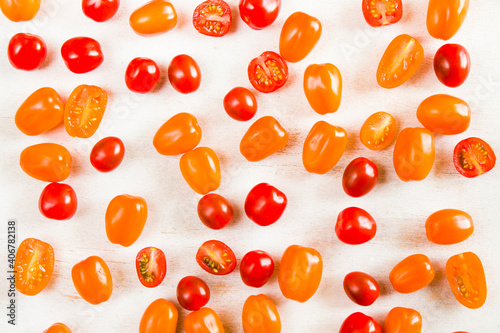 Fototapeta Naklejka Na Ścianę i Meble -  Cherry tomatoes on the white background