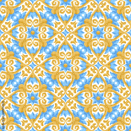 Ceramic tile pattern with flowers.