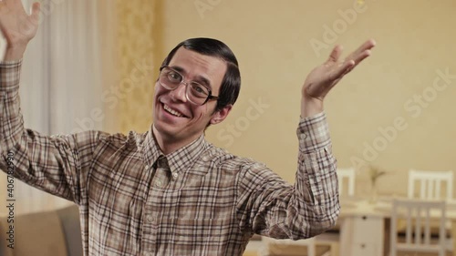 Dancing nerd at the room