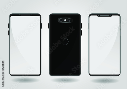 Realistic smartphone mockup with front and back design