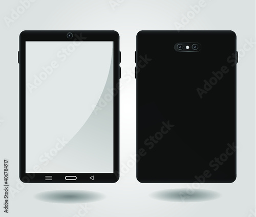 Black tablet templates with front and back