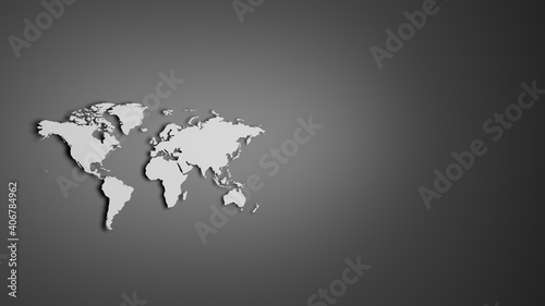White World map on grey background 