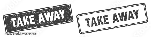 take away stamp set. take away square grunge sign