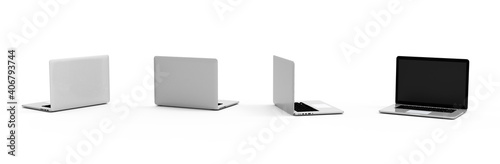 Modern laptop isolated on white background with clipping path. 3D Illustration.