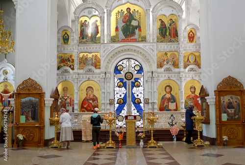 The iconostasis in the Church of the Holy Blessed Grand Duke Alexander Nevsky. Baltiysk, Kaliningrad region