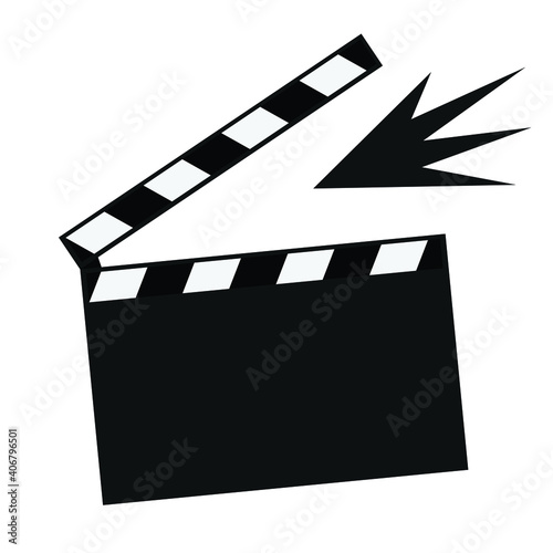 movie clapper board, black and white, vector illustration 