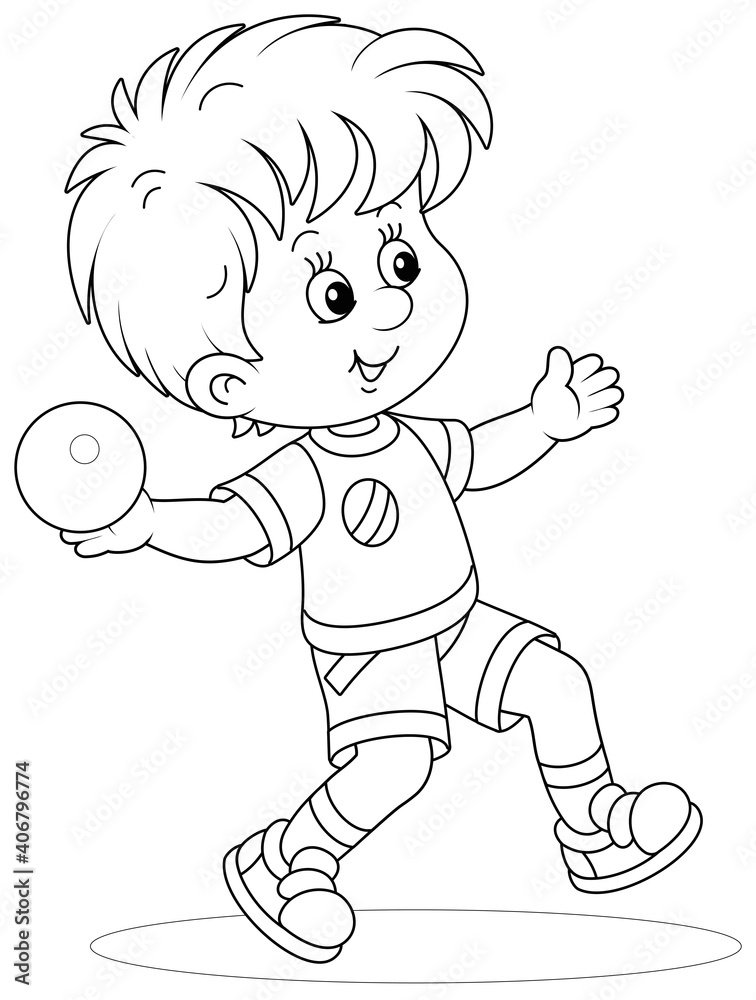 Little boy throwing a ball at range at an athletics competition on a