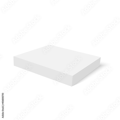 White slim paper or cardboard box package. Vector