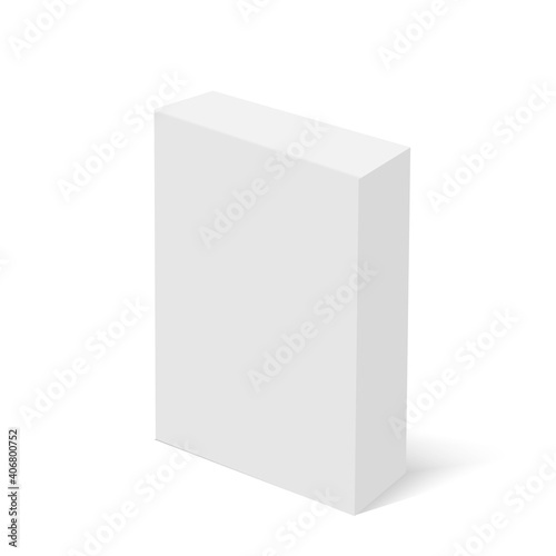 Blank vertical cardboard box package. Vector