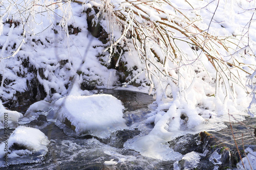 Rushing stream in the winter