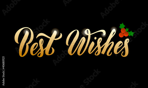 Vector illustration of best wishes lettering for banner, poster, greeting card, sign board, souvenirs, stickers, clothes, advertisement design. Handwritten calligraphic text for web or print 